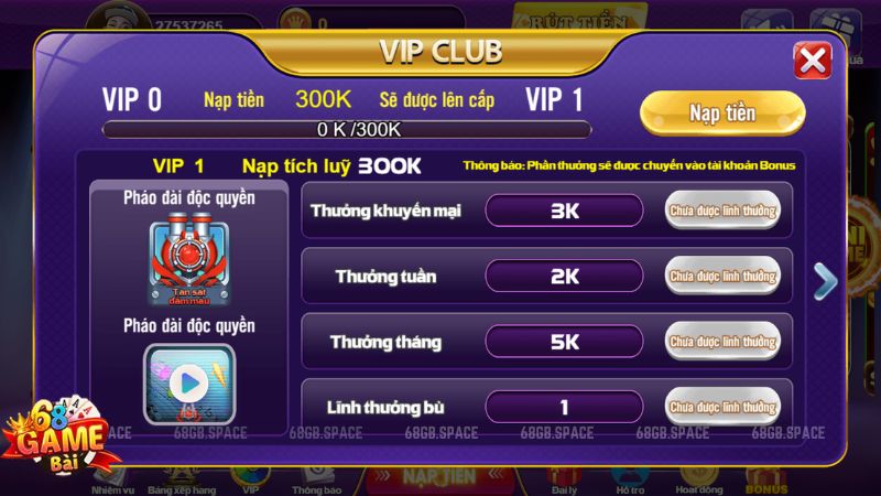 uu đãi hội viên 68 game bài